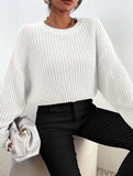Casual short pullover crew neck knit sweater