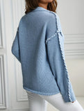 Crew neck color-blocked loose knit sweater