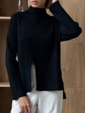 Solid color split knit base layer top