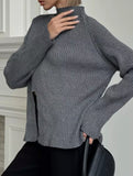 Solid color split knit base layer top