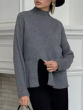 Solid color split knit base layer top