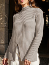 Solid color split knit base layer top