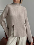 Solid color split knit base layer top