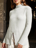 Solid color split knit base layer top