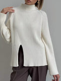 Solid color split knit base layer top