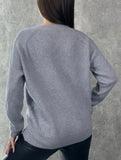 Solid color pullover V-neck sweater
