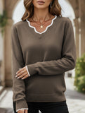 Solid color base layer knit sweater