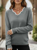 Solid color base layer knit sweater
