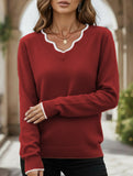 Solid color base layer knit sweater