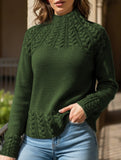 Solid color cable knit sweater