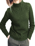 Solid color cable knit sweater