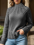 Solid color cable knit sweater