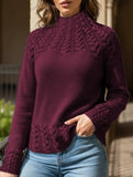 Solid color cable knit sweater