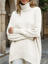 Classic turtleneck loose-fitting knit sweater