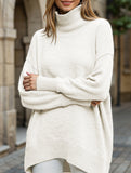 Classic turtleneck loose-fitting knit sweater