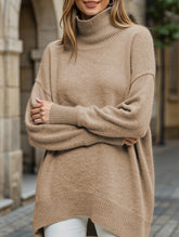 Classic turtleneck loose-fitting knit sweater