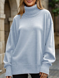 Classic turtleneck loose-fitting knit sweater