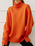 Classic turtleneck loose-fitting knit sweater