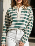 Stylish loose striped long-sleeved top