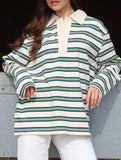 Stylish loose striped long-sleeved top