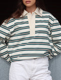 Stylish loose striped long-sleeved top