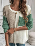 Color-blocked cable knit sweater