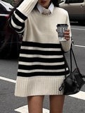 Versatile pullover mid-length knit sweater