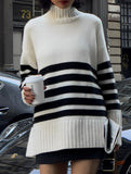 Versatile pullover mid-length knit sweater