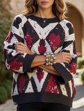 Retro winter diamond knit sweater