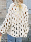 Casual openwork crochet long-sleeved sweater
