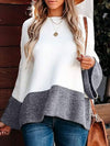 Patchwork gray and white relaxed style knit sweater
