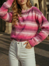 Faux color-blocked long-sleeved sweatshirt sweater