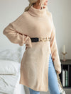 Casual mid-length split turtleneck sweater