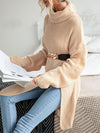 Casual mid-length split turtleneck sweater