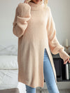 Casual mid-length split turtleneck sweater