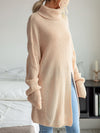 Casual mid-length split turtleneck sweater