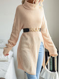 Casual mid-length split turtleneck sweater