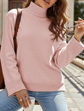 Casual solid color long-sleeved sweater