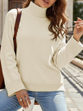 Casual solid color long-sleeved sweater
