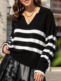 Casual striped long-sleeved women's sweater