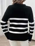 Casual striped long-sleeved women's sweater