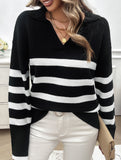 Casual striped long-sleeved women's sweater
