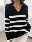Casual striped long-sleeved women's sweater