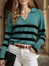 Casual striped long-sleeved women's sweater