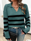 Casual striped long-sleeved women's sweater