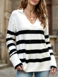 Casual striped long-sleeved women's sweater
