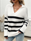 Casual striped long-sleeved women's sweater