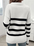 Casual striped long-sleeved women's sweater