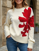 Christmas color-blocked crew neck sweater