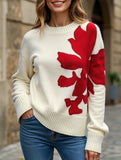 Christmas color-blocked crew neck sweater